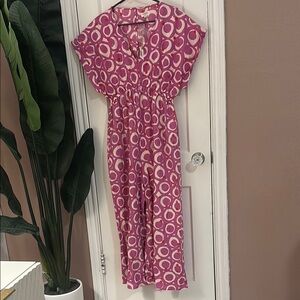 Pink and White Patterned Jumpsuit